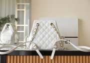 Chanel Backpack Grained Shiny Calfskin & Gold-Tone Metal Coral White - 5