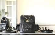 Chanel Small Backpack Grained Shiny Calfskin & Gold-Tone Metal Coral Black - 5