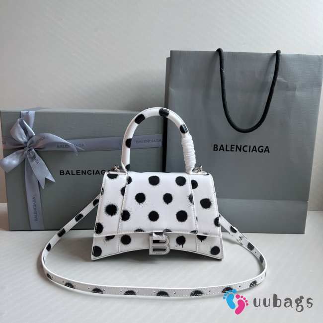 Balenciaga Hourglass Top Handle Bag Printed Leather In White 23x10x14cm - 1