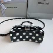 Balenciaga Hourglass Top Handle Bag Printed Leather In Black 23x10x14cm - 3