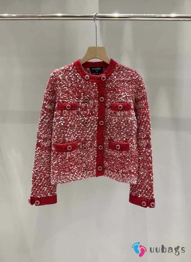 Chanel winter short cardigan in red 02 - 1