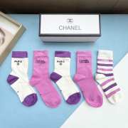 Chanel Paris set 5 socks in purple/ white  - 1