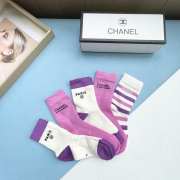 Chanel Paris set 5 socks in purple/ white  - 2