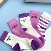 Chanel Paris set 5 socks in purple/ white  - 6