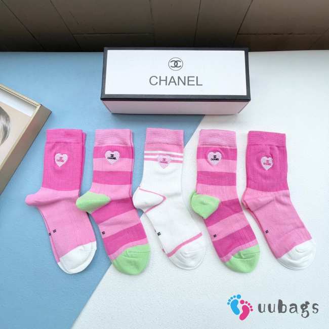 Chanel set 5 socks in pink - 1