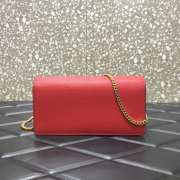 Valentino Garavani Vlogo Signature Grainy Calfskin Wallet With Chain Red - 6