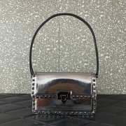 Valentino Rockstud23 Smooth Calfskin Bag In Silver 23x13x9cm - 5