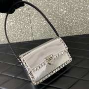 Valentino Rockstud23 Smooth Calfskin Silver Bag With Silver Buckle 23x13x9cm - 1