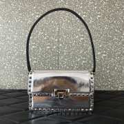 Valentino Rockstud23 Smooth Calfskin Silver Bag With Silver Buckle 23x13x9cm - 6