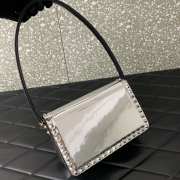 Valentino Rockstud23 Smooth Calfskin Silver Bag With Silver Buckle 23x13x9cm - 2