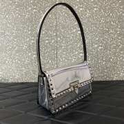 Valentino Rockstud23 Smooth Calfskin Silver Bag With Silver Buckle 23x13x9cm - 3