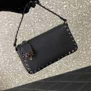 Valentino Rockstud Grainy Calfskin Bag In Black 19x13x7cm - 6