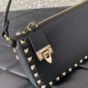 Valentino Rockstud Grainy Calfskin Bag In Black With Gold Buckle 19x13x7cm - 5