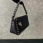 Valentino Rockstud Grainy Calfskin Bag In Black With Gold Buckle 19x13x7cm - 3