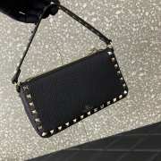 Valentino Rockstud Grainy Calfskin Bag In Black With Gold Buckle 19x13x7cm - 2