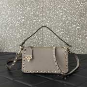 Valentino Rockstud Grainy Calfskin Bag Grey 19x13x7cm - 1