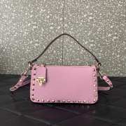 Valentino Rockstud Grainy Calfskin Bag Pink 19x13x7cm - 1