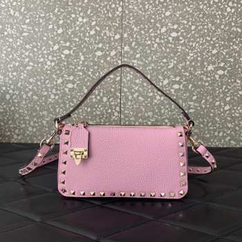 Valentino Rockstud Grainy Calfskin Bag Pink 19x13x7cm