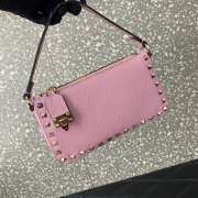 Valentino Rockstud Grainy Calfskin Bag Pink 19x13x7cm - 6