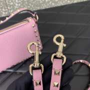 Valentino Rockstud Grainy Calfskin Bag Pink 19x13x7cm - 5