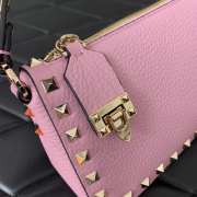 Valentino Rockstud Grainy Calfskin Bag Pink 19x13x7cm - 4