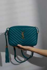 YSL Lou camera bag in turquoise green with gold buckle 23x16x6cm - 1