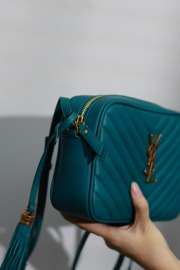 YSL Lou camera bag in turquoise green with gold buckle 23x16x6cm - 5