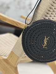 YSL Round Raffia Shoulder Bag In Black 21×21×4cm - 2