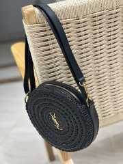 YSL Round Raffia Shoulder Bag In Black 21×21×4cm - 3