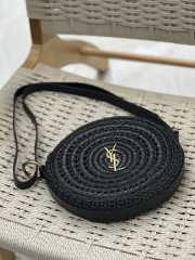 YSL Round Raffia Shoulder Bag In Black 21×21×4cm - 4