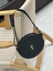 YSL Round Raffia Shoulder Bag In Black 21×21×4cm - 5