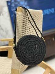 YSL Round Raffia Shoulder Bag In Black 21×21×4cm - 6