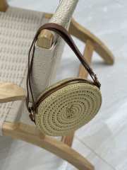 YSL Round Raffia Shoulder Bag In Beige 21×21×4cm - 6