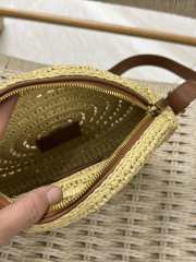 YSL Round Raffia Shoulder Bag In Beige 21×21×4cm - 3