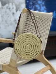 YSL Round Raffia Shoulder Bag In Beige 21×21×4cm - 2