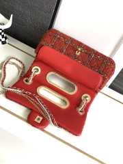 Chanel 23A Fall Red Tweed Double Flap Chain & Pearl Embellished Bag 19x29x9cm - 3