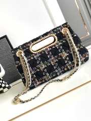 Chanel 23A Fall BlackTweed Double Flap Chain & Pearl Embellished Bag 19x29x9cm - 4