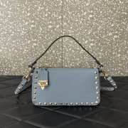 Valentino Rockstud Grainy Calfskin Bag Blue 19x13x7cm - 1