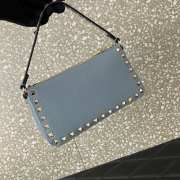 Valentino Rockstud Grainy Calfskin Bag Blue 19x13x7cm - 6