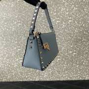 Valentino Rockstud Grainy Calfskin Bag Blue 19x13x7cm - 3