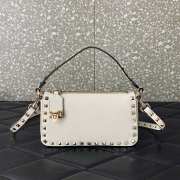 Valentino Rockstud Grainy Calfskin Bag White 19x13x7cm - 1