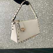 Valentino Rockstud Grainy Calfskin Bag White 19x13x7cm - 4