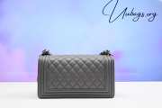 Chanel le boy caviar leather grey Diamant silver hardware 25cm - 3