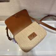 Prada Raffia & Leather Crossbody Bag In Brown 20x15x6.5cm - 2