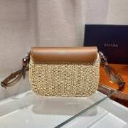 Prada Raffia & Leather Crossbody Bag In Brown 20x15x6.5cm - 6