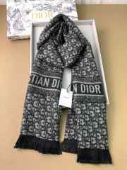 Dior double-sided jacquard cashmere long black scarf 35x190cm - 1