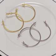 YSL Logo Hoop Earrings In Metal - 2