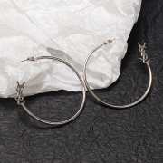 YSL Logo Hoop Earrings In Metal - 5