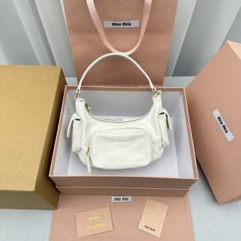 Miu Miu nappa leather pocket bag white 21x6x12cm