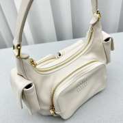 Miu Miu nappa leather pocket bag white 21x6x12cm - 6